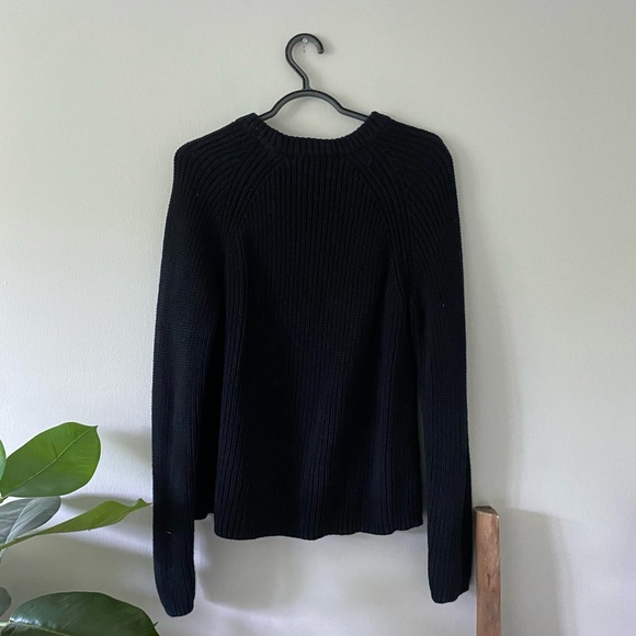 Quince Black 100% Organic Cotton Fisherman Crew Pullover Knit Sweater size M - Picture 8 of 12